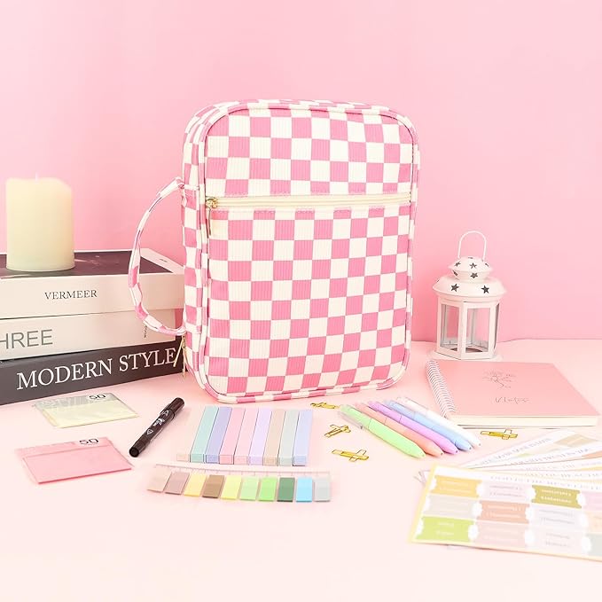 Pink Bible Cover Case for Women Large Bible Cover Bag Bible Study Supplies Accessories Bible Journaling Kit for Girls Women