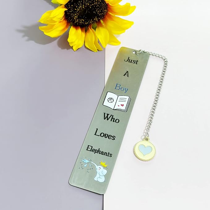 Elephant Bookmarks Cute Best Friend Man Teens Distance Accompany Just a Boy who loves Elephants Son Brother Grandson Godson Book Accessory Personalised Birthday Valentines Day Elephant Christmas Gifts