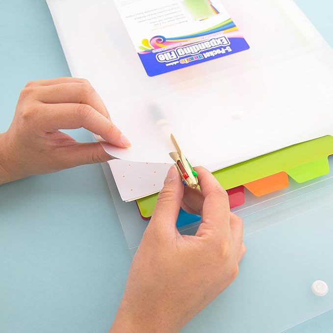 BAZIC Products 5-Pocket Vertical Expanding File, Letter Size, Accordion Poly Body, for School Office Documents, 4 Pack