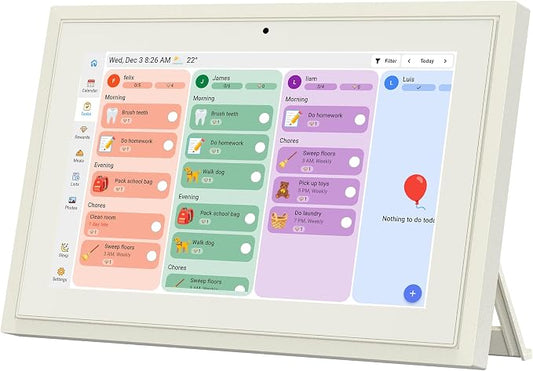 10.1" calendar Electronic Planner with Cross-Platform Sync, Chore Tracking, Meal Planning & Photo Display
