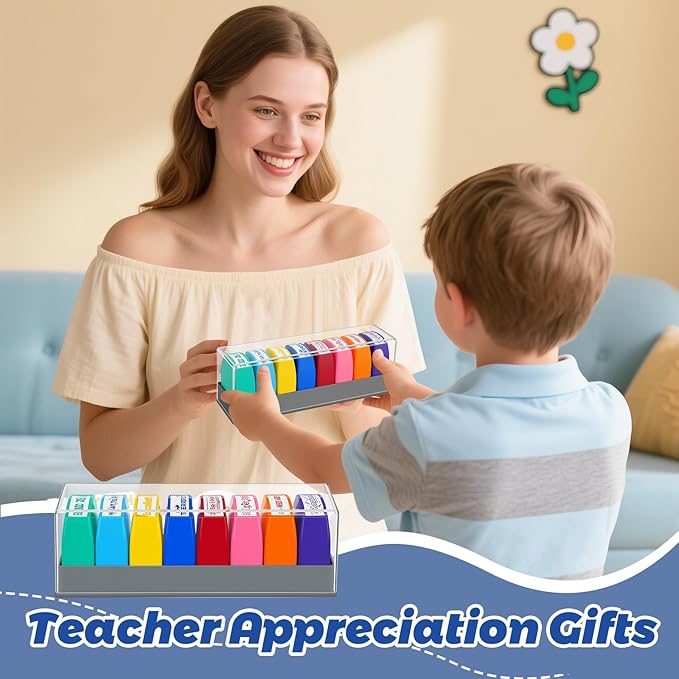 Teacher Stamps for Classroom, Self Inking Grading Stamps Set, Reward Stamps with Sign & Return, Excellent, Good Job, Classroom Must Haves for Elementary School Teacher Appreciation Gifts (8pcs)