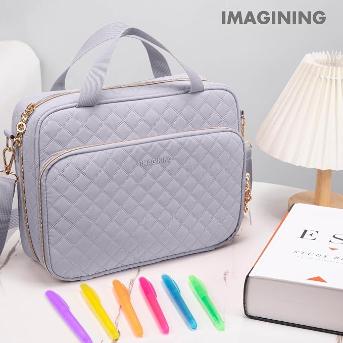 IMAGINING Large Bible Case with Quilted Cover – Bible Carrying Bag for Women with Shoulder Strap, Pockets & Gift Box | Bible Gift for Girls, Women, Bible Study
