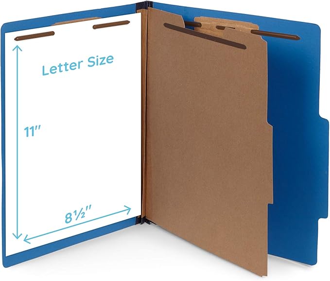 10 Dark Blue Classification Folders - 1 Divider - 2 Inch Expansions - Durable 2 Prongs Designed to Organize Standard Medical Files, Office Reports - Letter Size, Dark Blue, 10 Pack