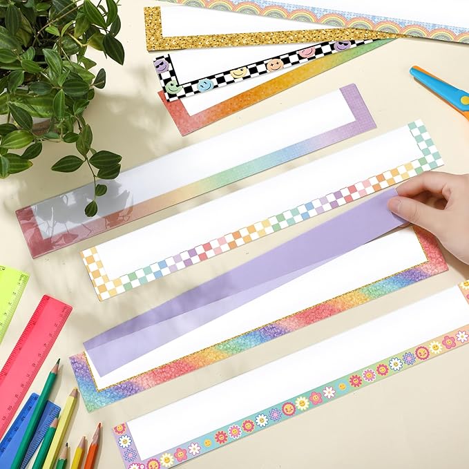 Feifeiya 8 Pcs Magnetic Pocket for Whiteboard 14x2'' Magnetic Pocket Chart Sentence Strip Holder for Classroom Chalkboard Bulletin Board Teacher Student Back to School Gift(Rainbow)