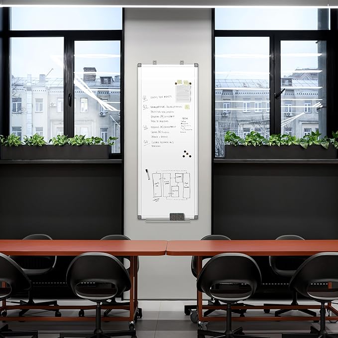 36" x 12" Magnetic White Board, Long Whiteboard Wall Hanging Vertical Board, to-do List Narrow Mini Small Portable Dry Erase Board for Walls