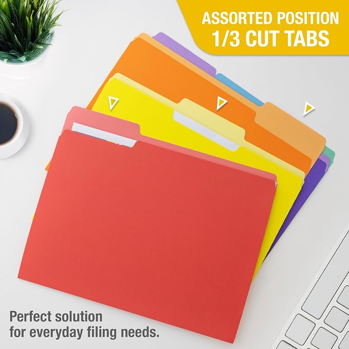 BAZIC 1/3 Cut Letter Size Color File Folder (6/Pack)