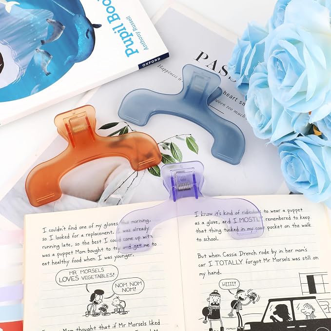 3 Pcs Book Clips,3 Colors Strong Page Holders for Reading,Portable Book Openers,Practical Book Page Markers for Teachers,Students,Office,and Home(Color C)