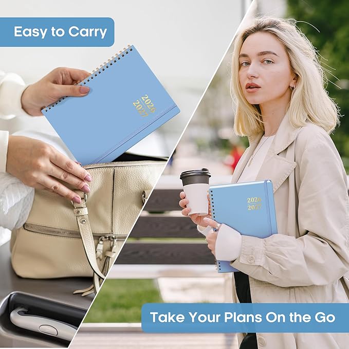 Academic Planner 2026-2027, Weekly and Monthly Calendar Planner Book, July 2026 – June 2027, Hardcover Organizer with Tabs, Perfect for Teachers, Students, Women & Men, A5 (6.4" x 8.5") - Blue