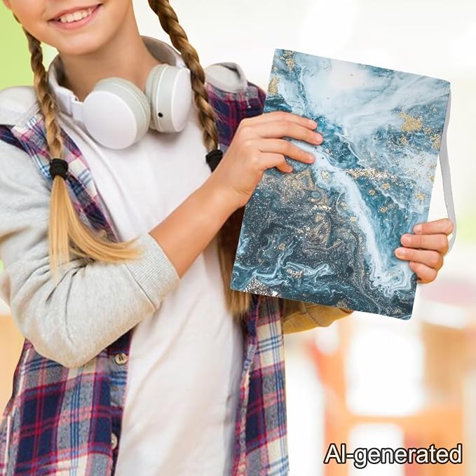 Dreaweet Blue Marble Book Covers,Stretchable Jumbo Book Sleeves for Hardcover Books Textbooks up to 9 x 11 Inches,Reusable Washable Protective Textbook Covers