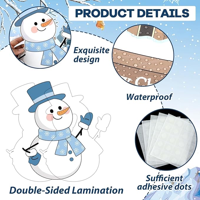 Justforjoyful Winter Bulletin Board Decoration Winter Snowman Cutouts DIY Photo Crafts Christmas Snowflake Cutouts Bulletin Board Set for Holiday Xmas Chalkboard Wall Classroom Decor School Supplies