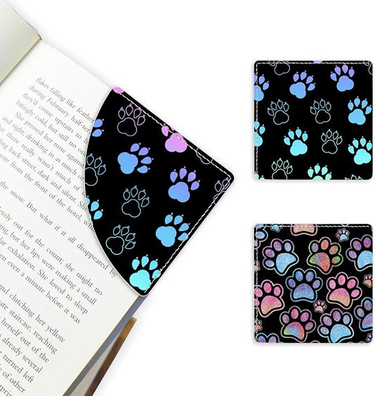 2 Pack Dog Paw Leather Book Corner Bookmark, Durable Handmade Reading Accessories - Gifts for Readers, Women, Men, Teachers, Students