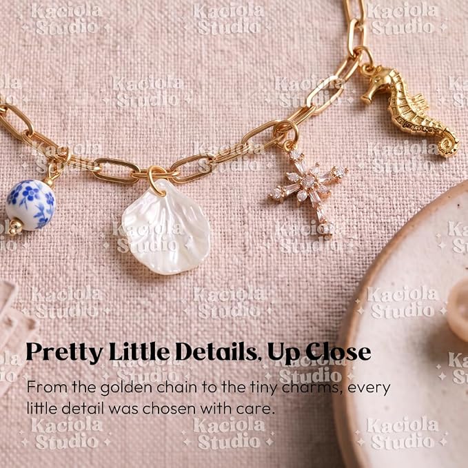Kaciola Bible Charms Chain with 4PCS Planner Charms for Bible Study, Book Spine Bookmark, Journal Accessory, Unique Faith Jewelry Gift for Women (SJ-05)