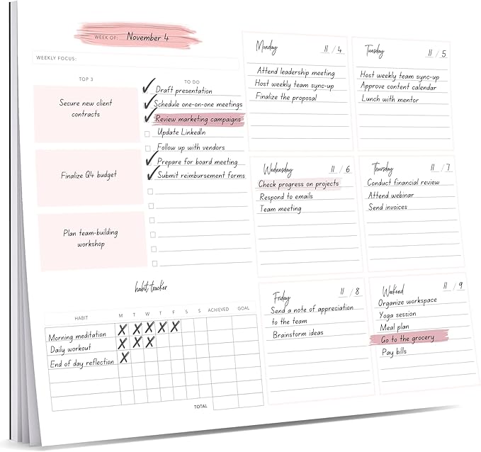 Lamare Weekly Planner Notepad – Premium Undated Weekly To Do List Notepad for School, Home & Office Day Planner, Desk To Do List Pad and Productivity Planning Pad