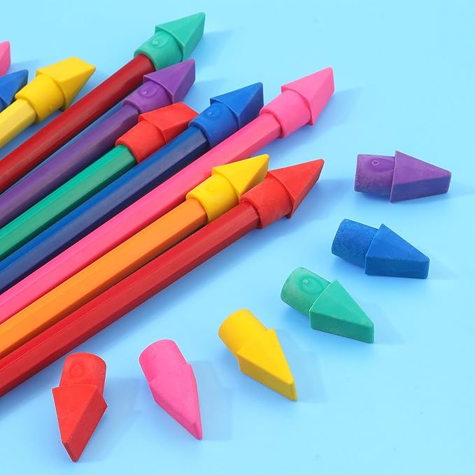 Tamaki 60 Pack Erasers for Pencils, Pencil Top Erasers Cap Erasers, Toppers Eraser for Kids, 6 Colors