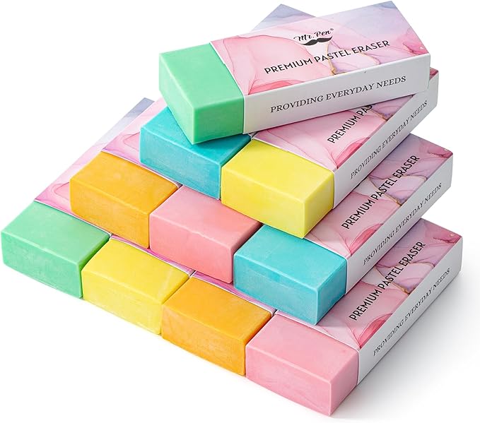 Mr. Pen- Pencil Eraser, 10 Pack, Large Latex Free Vinyl Block Erasers for School, Office, Art Sketching, Homework, Exams, Clean Smudge-Free Correction, Bright Colors