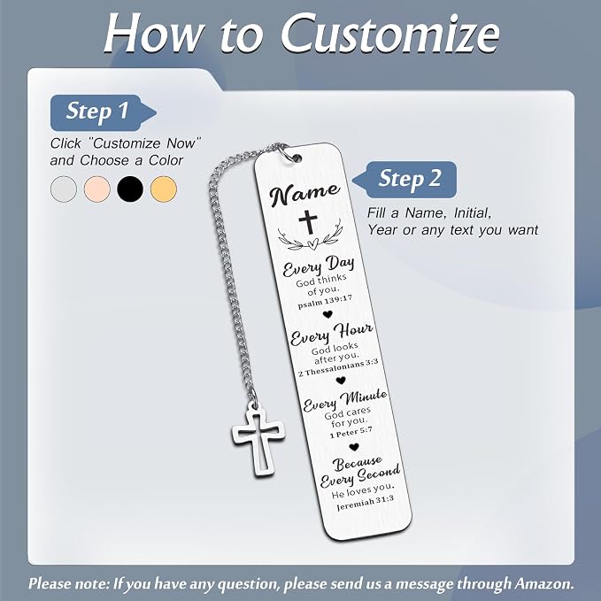 Personalized Bible Bookmarks - Custom Name Inspirational Christian Bible Religious Bookmarks Gifts for Women Men Book Lovers (Style-2)