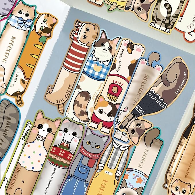 30 Pcs Cat Bookmarks Cute Cat Theme Paper Bookmarks for Adult Unique Cat Book Markers for Students Teachers School Home Office Reading Book Lovers,30 Styles