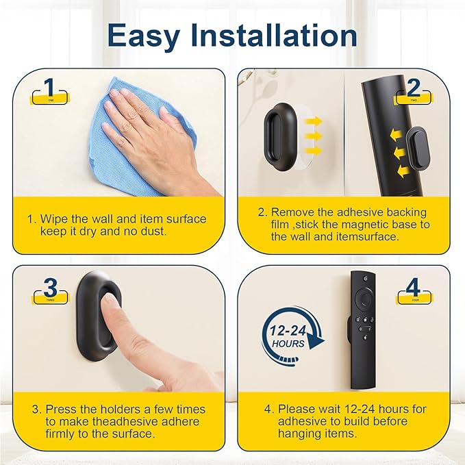 Magnetic Remote Control Holder Self-Adhesive Wall Mount, 6 Pack Upgraded Silicone Organizer Storage Wall Holder for Home Office TV, Fan and Air Conditioner Remote Control