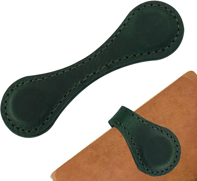 Jiozermi 1 Pcs Green Magnetic Bookmarks, Double-Sided Magnetic Bookmark Clips Leather Magnetic Bookmarks for Women Book Lover Readers Kids Teacher Student