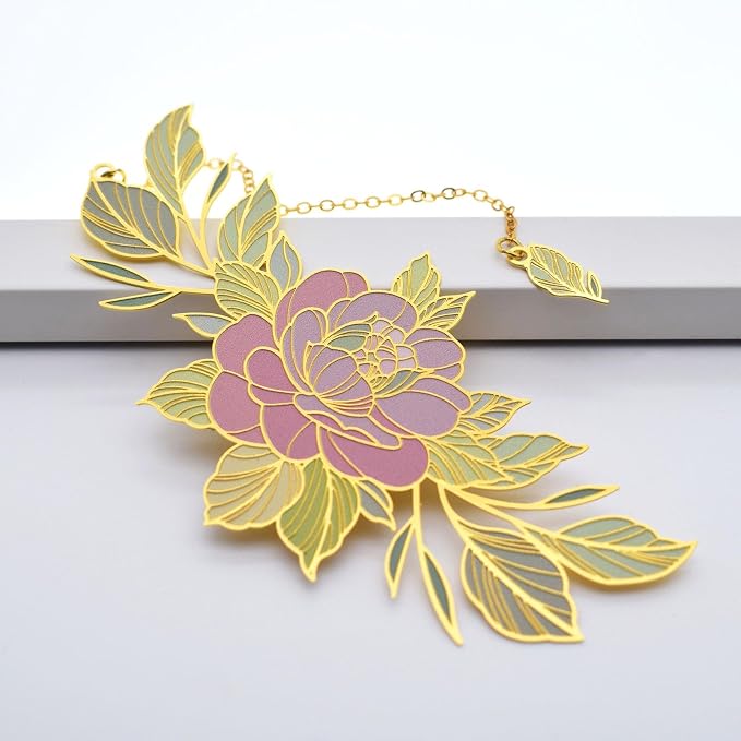 BLBMH Flowers Bookmark for Women Mother's Day Gifts Teacher Appreciation Gifts Birthday Christmas Unique Gifts Cute Funny Metal Book Marks for Grils Mom Readers Book Lovers -F3 Peony