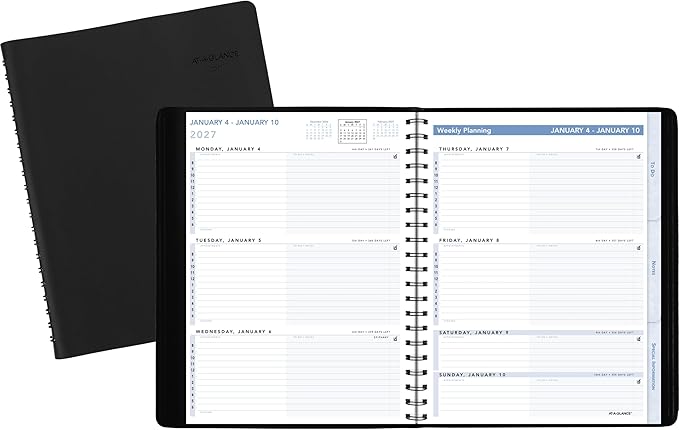 AT-A-GLANCE 2027 Appointment Book Planner, Weekly, 8" x 11", The Action Planner, Black (70EP010527)