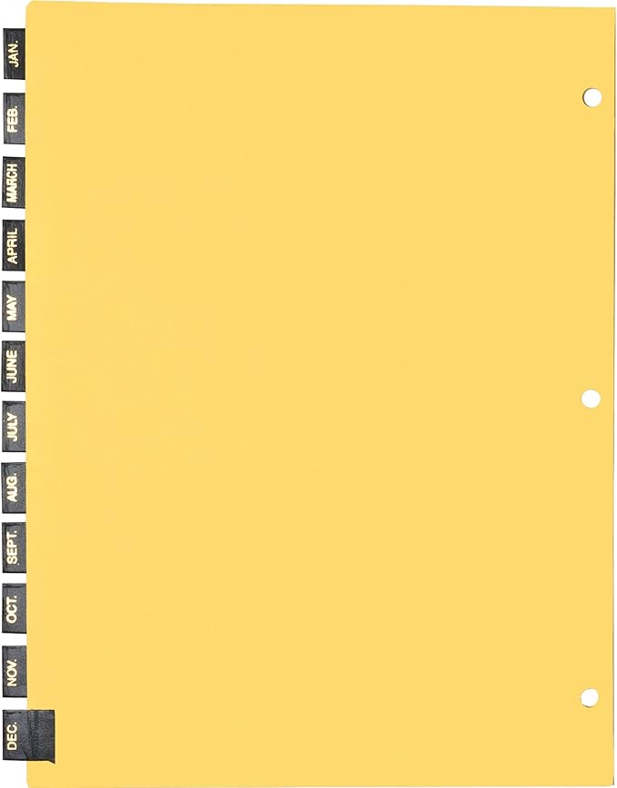 Business Source Monthly Black Leather Tab Index Dividers