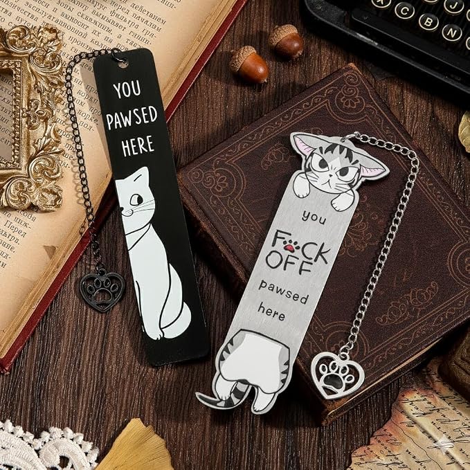 Cartoon Anime Cat Metal Bookmark,Cute Kawaii Reading Bookmark,Christmas Unique Gifts for Women Book Lovers (Cute Cat)