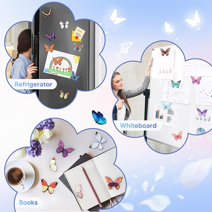 50 Pieces Butterfly Magnetic Bookmarks, Foldable Butterfly Bookmarks, Beautiful Book Marks for Reading Women Book Lovers, Cute Page Markers Clip for Students Teacher School Office Supplies Gifts
