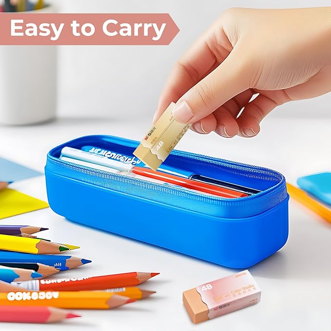 M&G 6 Pcs Pencil Erasers, Assort Color Rectangular Writing Erasers for School Office, Art Erasers for Drawing (Milk Tea Color)