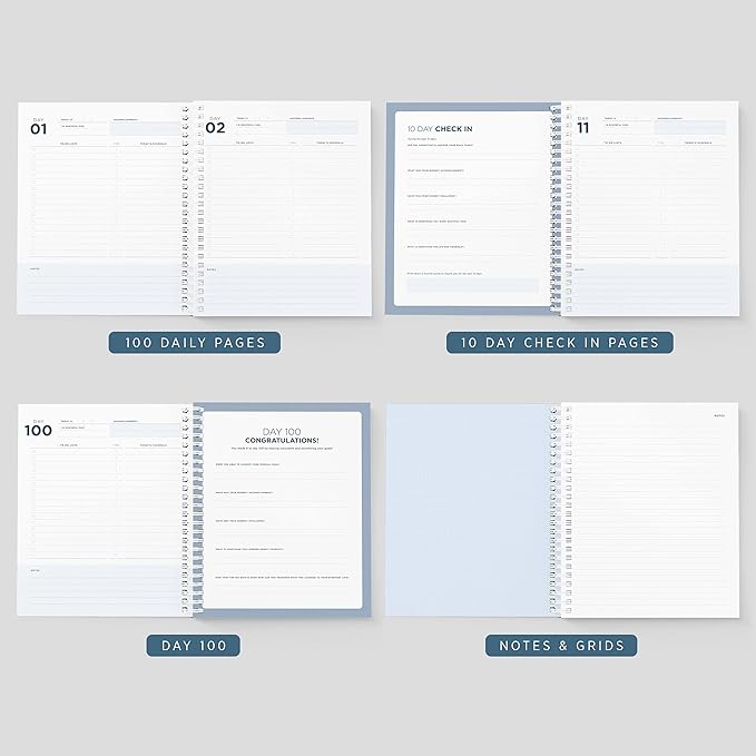 La Lune Undated Goal Journal by Bright Day, Inspirational Appointment Productivity Planner, To Do Habit Tracker Book, Spiral Binding With Cover (8.75" x 7.25")
