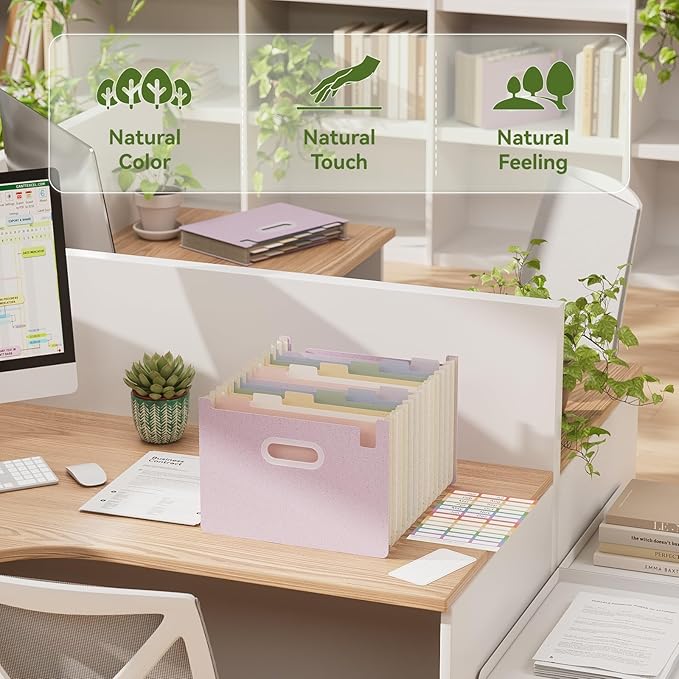 EcoStash 12 Pockets Accordion File Organizer, Wheat Straw File Folders, Upright & Open Top, Monthly Bill Receipt Organizer, 100% BPA Free, Return to Nature, Letter/A4 Size - Lavender Purple