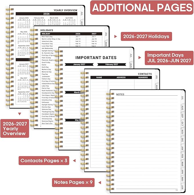Academic Planner 2026-2027, Weekly and Monthly Calendar Book, July 2026 – June 2027, Hardcover Planner with Tabs, Perfect for Teachers, Students, Women & Men, A4 (8.5" x 11") - Blossom Flight