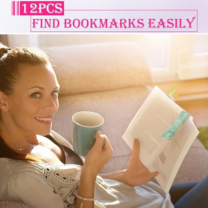 12pcs Inspirational Bookmarks for Women Men, 6 Styles Colorful Paper Bookmarks Bulk for Book Lovers, Teachers, Reading Lovers, Gifts, Prizes, Class