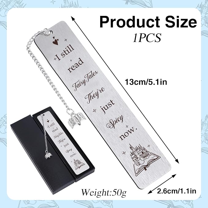 Fairytales Metal Bookmark Gifts - Spicy Funny Bookmarks for Book Lovers Women Girls, Beautiful Book Mark with Pendant, Unique Halloween Thanksgiving Christmas Graduation Gift