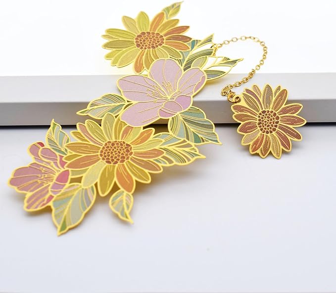 BLBMH Flowers Bookmark for Women, Mothers, Teachers - Unique Gifts, Cute & Funny Metal Book Marks for Girls & Moms - F4 Daisies