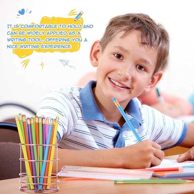 24 Pcs Round Pencils with Eraser 2 HB Cute Pencils Bulk for School Graphite Wood Color Unsharpened Pencil for Drawing Sketching Wedding School Teacher Supplies Student Reward(Rainbow Colors)