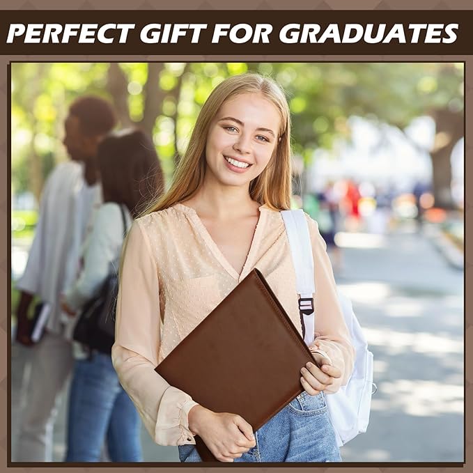 Fuyoooo 6 Pcs Business Portfolio Organizer Professional Leather Portfolio Binder Folder with Clipboard A4 Letter Size Padfolio Legal Notepad Holder for Business School Office Conference (Brown)