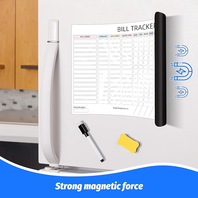 Monthly Bill Payment Checklist Magnetic Whiteboard for Refrigerator-Bill Payment Tracker Calendar Chart Monthly Bill Organizer & Planner for Personal Budgeting Financial (Style 1)