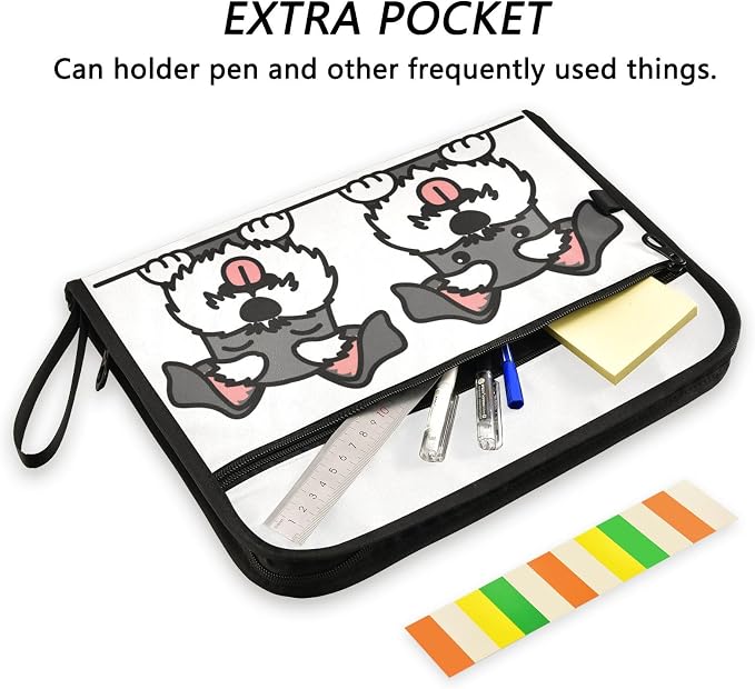 Cute Schnauzer Dog 13 Pockets Expanding File Folder with Sticky Labels Accordion File Folder Document Organizer Letter Size A4 Papers Expandable File Keeper