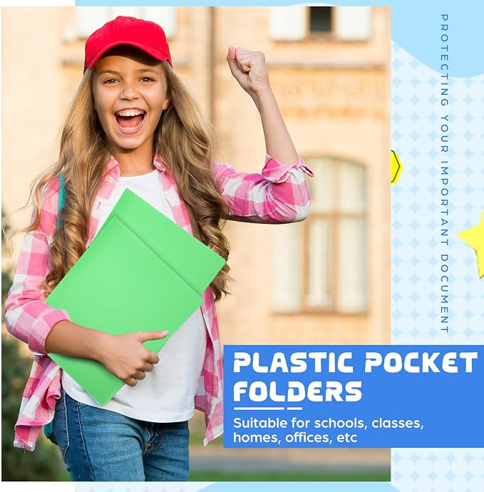1 Pcs Heavy Duty Plastic Folders 2 Pocket File Folder Fit Letter Size for Home Office School Communication Presentation Report Sheet Protectors (Green)