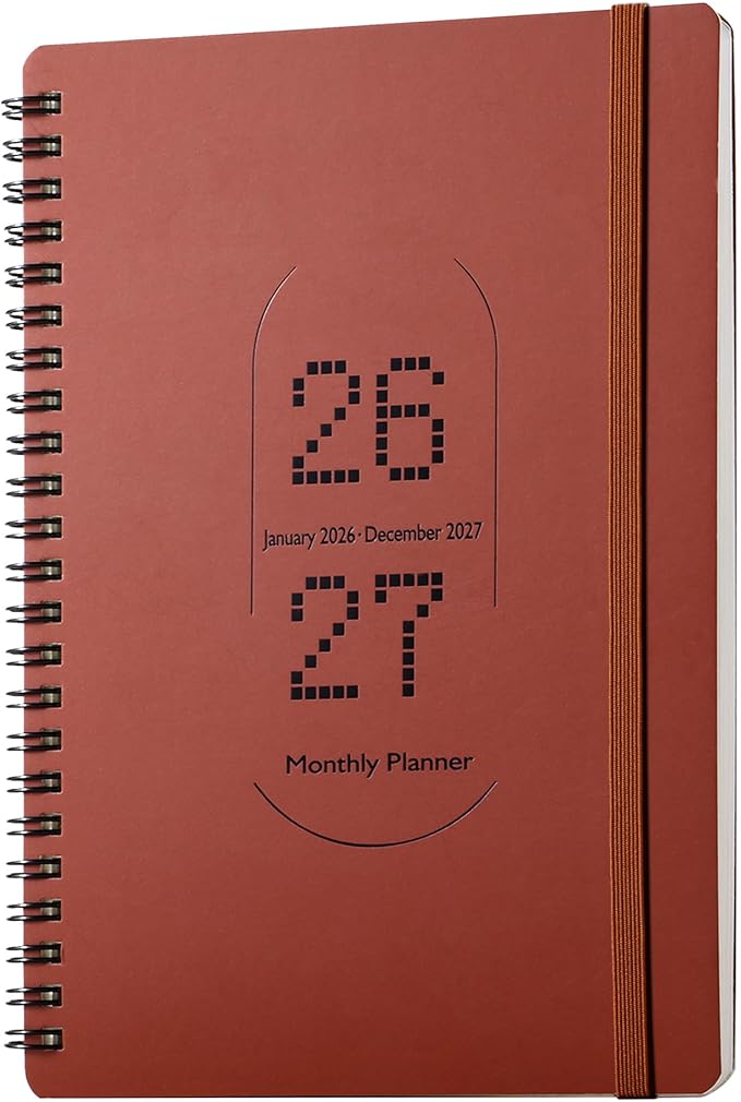 2026-2027 Monthly Planner-A5 Size Calendar Planner -Thick 120g Paper | Hard Cover with Elastic Band and Inner Pocket |Planner For Women,Men |Perfect for Office Home School Supplies & Personal Organizer (Burgundy)