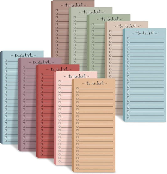Censen 10 Pack 500 Sheets To Do List Notes Daily Checklist Notepads with 50 Sheets Each Undated Color Memo Pad Block Shopping List Pad Weekly Plan Notepad Organizer Planners(Morandi Color,Frame)