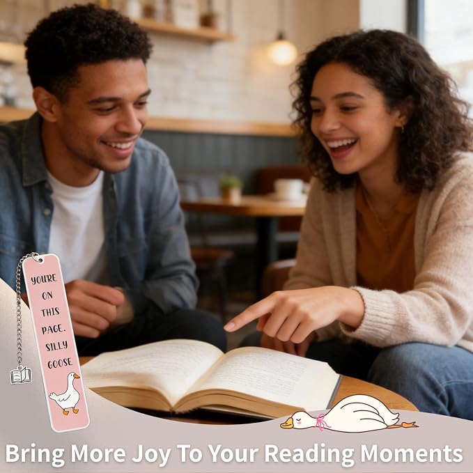 Silly Goose Metal Bookmark - Funny Animal Book Marks for Reading Women Men, Cute Goose Design with Humorous Quote, Unique Book Lovers Gifts for Book Club Members Readers Students Teachers