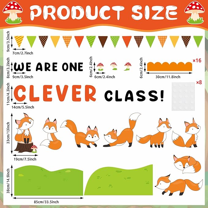 Woodland Fox Fall Bulletin Board Set Fall Bulletin Board Decorations Red Foxes Cutouts Classroom Decors for Autumn Office Home School Chalkboard Wall Door Woodland Animals Theme Party Supplies
