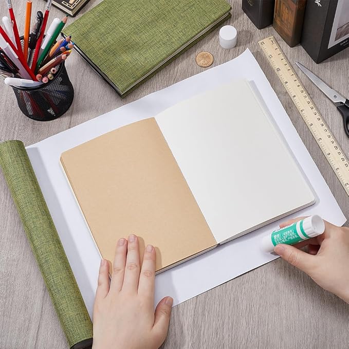 CRASPIRE 51 x 11.8 Linen Book Cloth Olive Books Binding Fabric Surface Paper Backed Bookcover Densely Woven Cloth Album Scrapbooking Archival Covering Protector Bookcloth Bookbinding Supplies