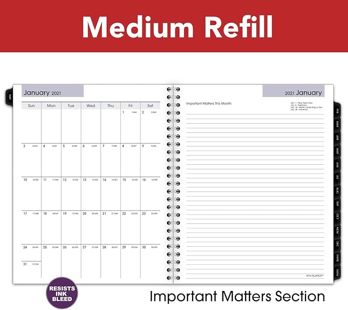 2021 Weekly & Monthly Planner Refill for G545 Line Planners by AT-A-GLANCE, 7" x 8-3/4", Executive, DayMinder (G5455021)