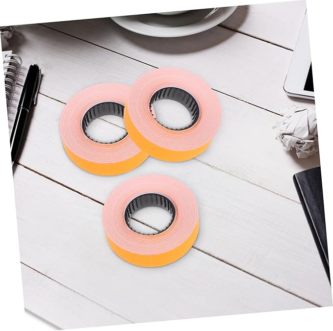 10rolls Price Labels Double Row Pricing Labels Stickers Roll Orange Paper Price Marker for Retail Supermarkets Offices and