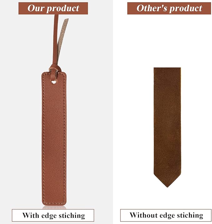 Zonon 10 Pieces Leather Bookmarks Handmade Genuine Leather Page Markers Personalized Bookmarks for Book Reading Bookworm Book Lovers Readers Writers Accessories(Brown)