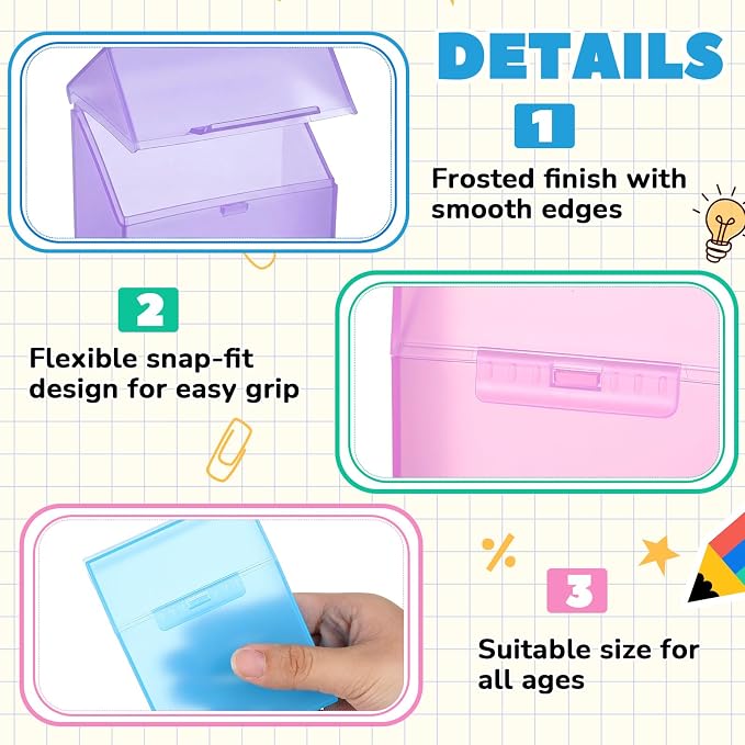 Clabby 48 Pcs Plastic Crayon Organizer Case for 24 Count Crayons Kids Art Supply Storage Box with Lid, Portable Holder for Classroom Home Travel, Fits Standard 24-Pack Crayon (Colorful)