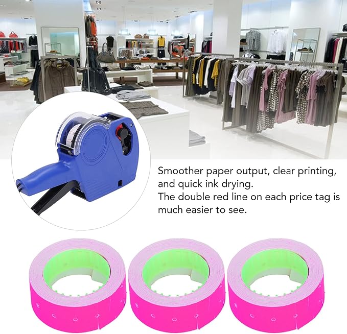 Pricing Labels Roll, 15000pcs 21x12mm Adhesive Price Tags with Red Line for Price Gun Labelers Compatible with MX5500 M5500 AK813 HG979 (Fluorescent Green) (Fluorescent Yellow) (Orange)